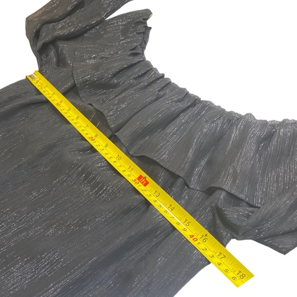 White House Black Market Womens Metallic Shimmer Off Shoulder Ruffle Blouse M - Picture 8 of 10